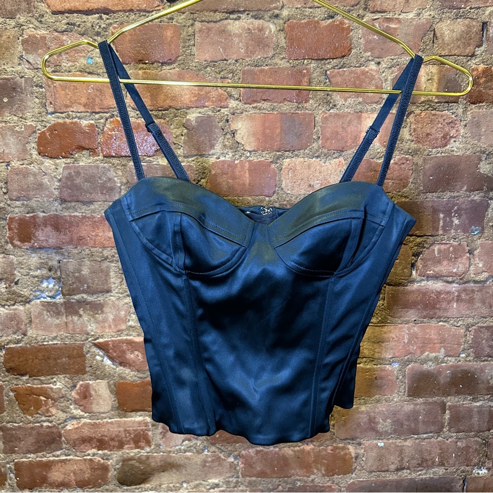 Aritzia Black Satin Corset Top